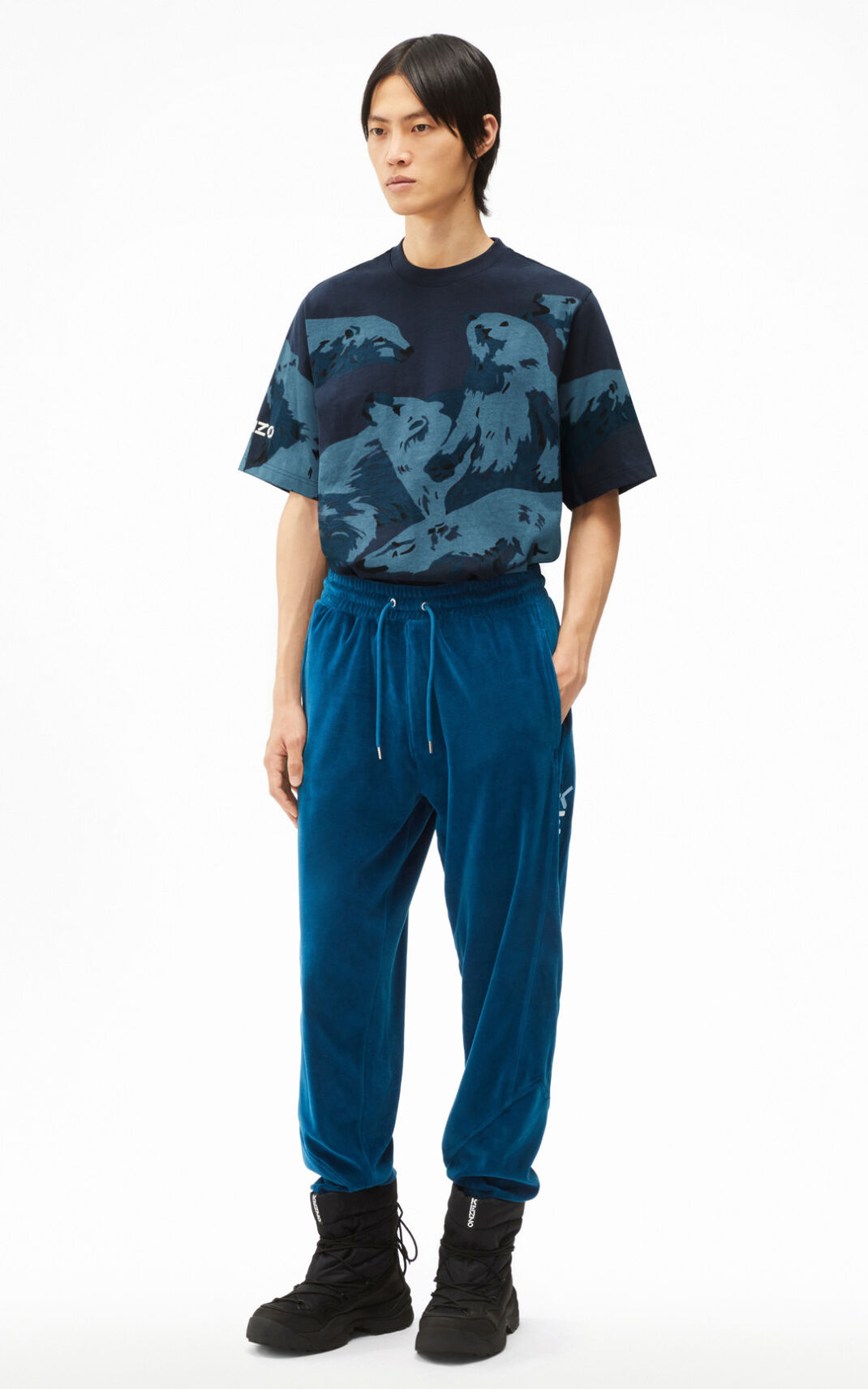 Kenzo The 冬 Capsule oversized velvet スウェットパンツ メンズ 青 - MFVSIO568